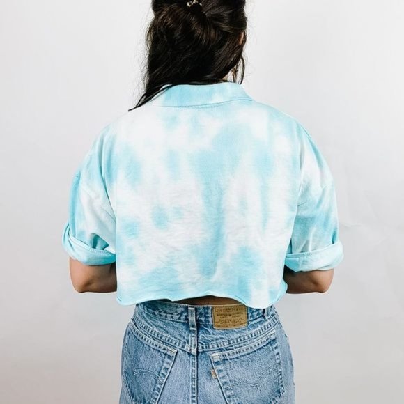 Cropped Blue Tie Dye Polo 2XL - Picture 4 of 6